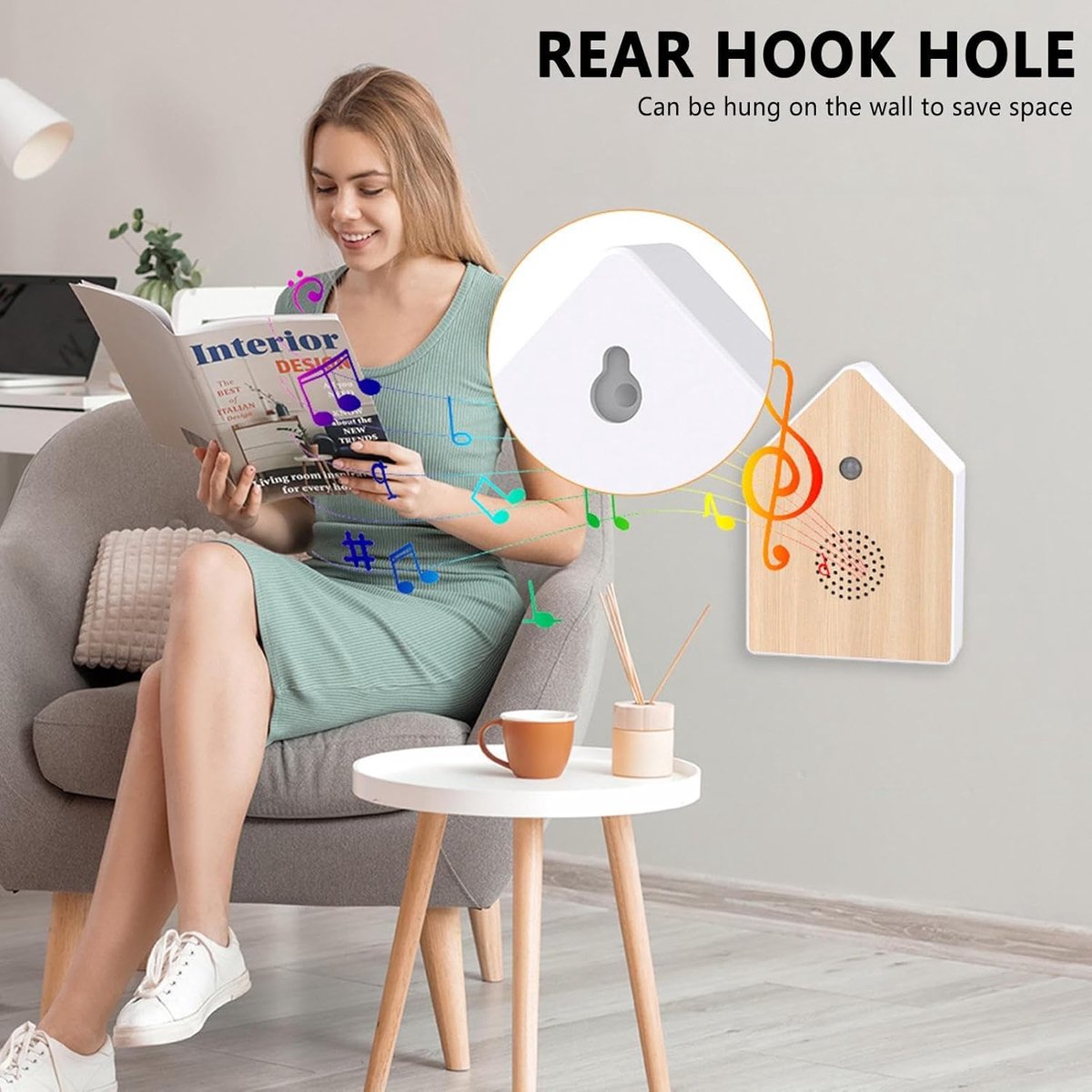 Motion detectors with nature sounds - Wall-mounted housing - Nature sounds - Birdsong - Songs - Suitable for hallways, bathrooms, guest rooms, toilets, and — image 3