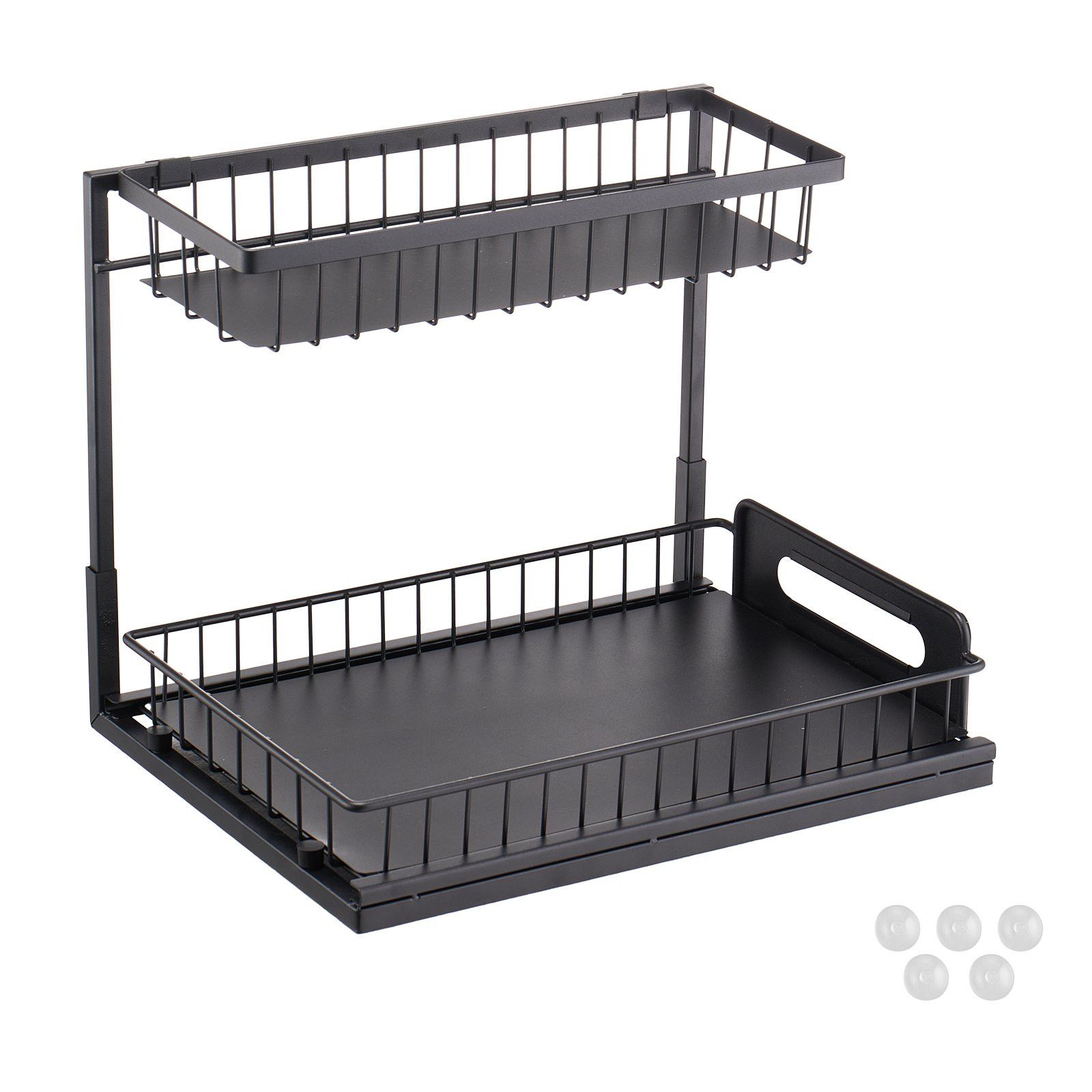 2-Tier Pull Out Cabinet Organizer, 10.7"W x 14.2"D, Under Sink Slide Out Drawer Storage, Wire Basket Sliding Shelf, Space-Saving Kitchen Cabinet Organizer โ image 5