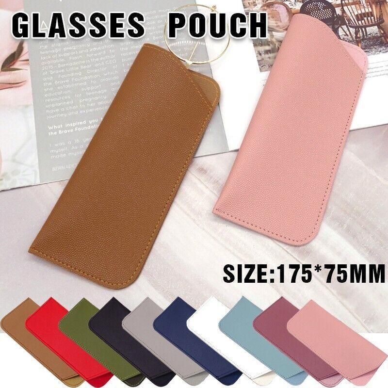 Pu Leather Eyeglass Sunglasses Reading Glasses Case Soft Pouch Bag Pocket - White โ image 2