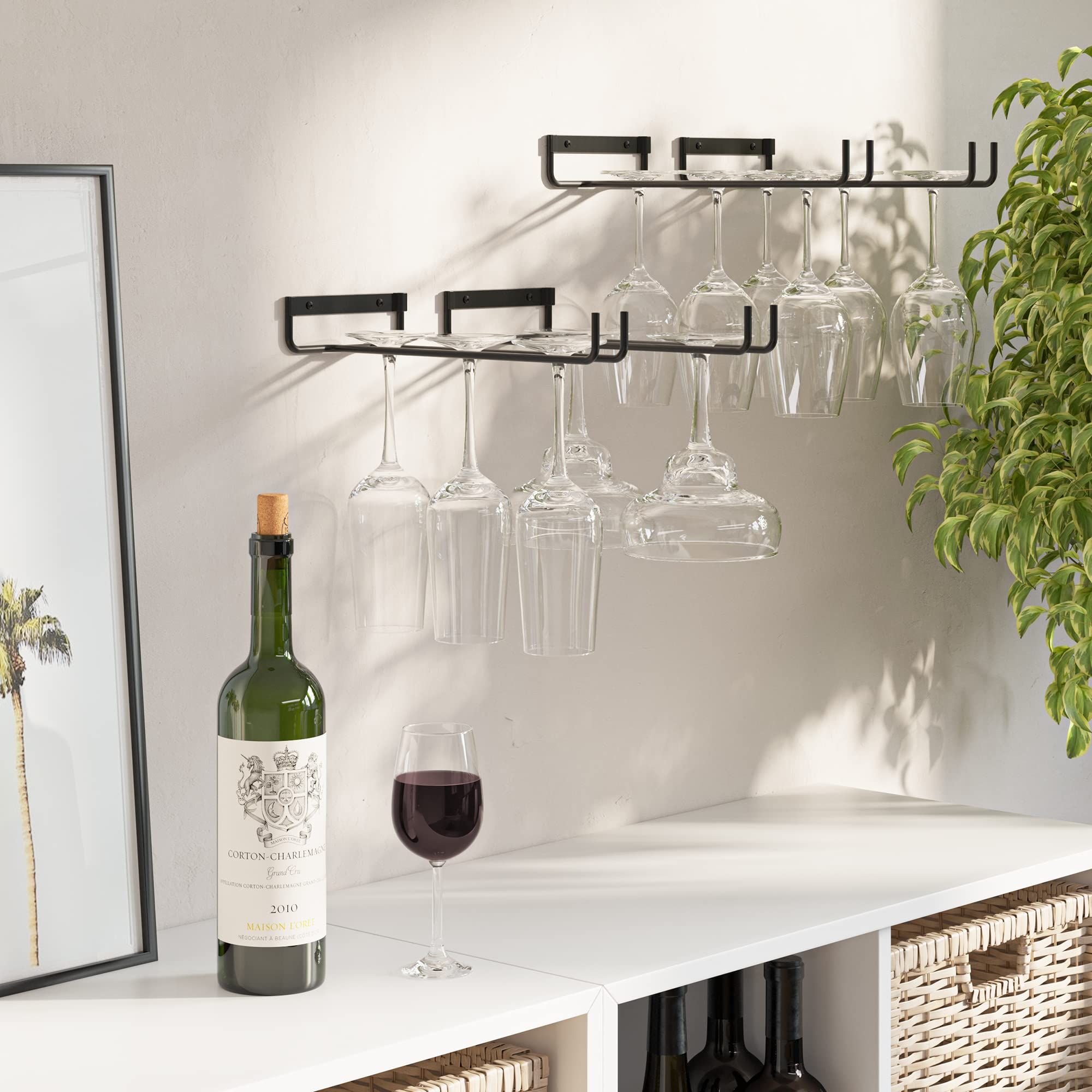 11.8 Inch Wine Glass Rack, Wine Glass Rack Under Cabinet Stainless Steel Stemware Rack - Hanging Stemware Holder (4 Pack) — image 2