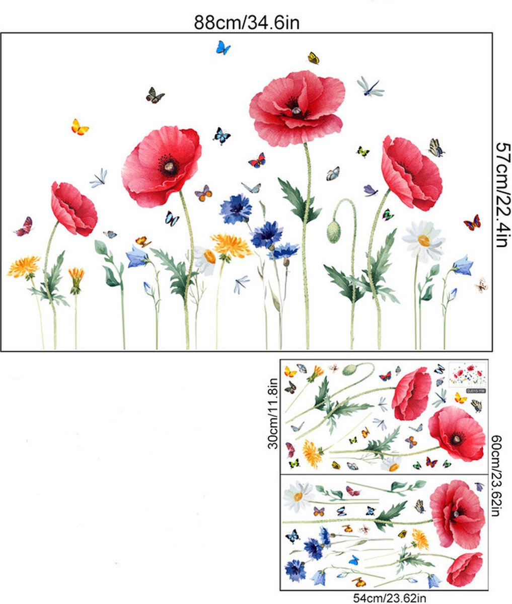 Static window sticker - Wall decoration - 30*54cm - flower plant - PVC - colorful — image 2