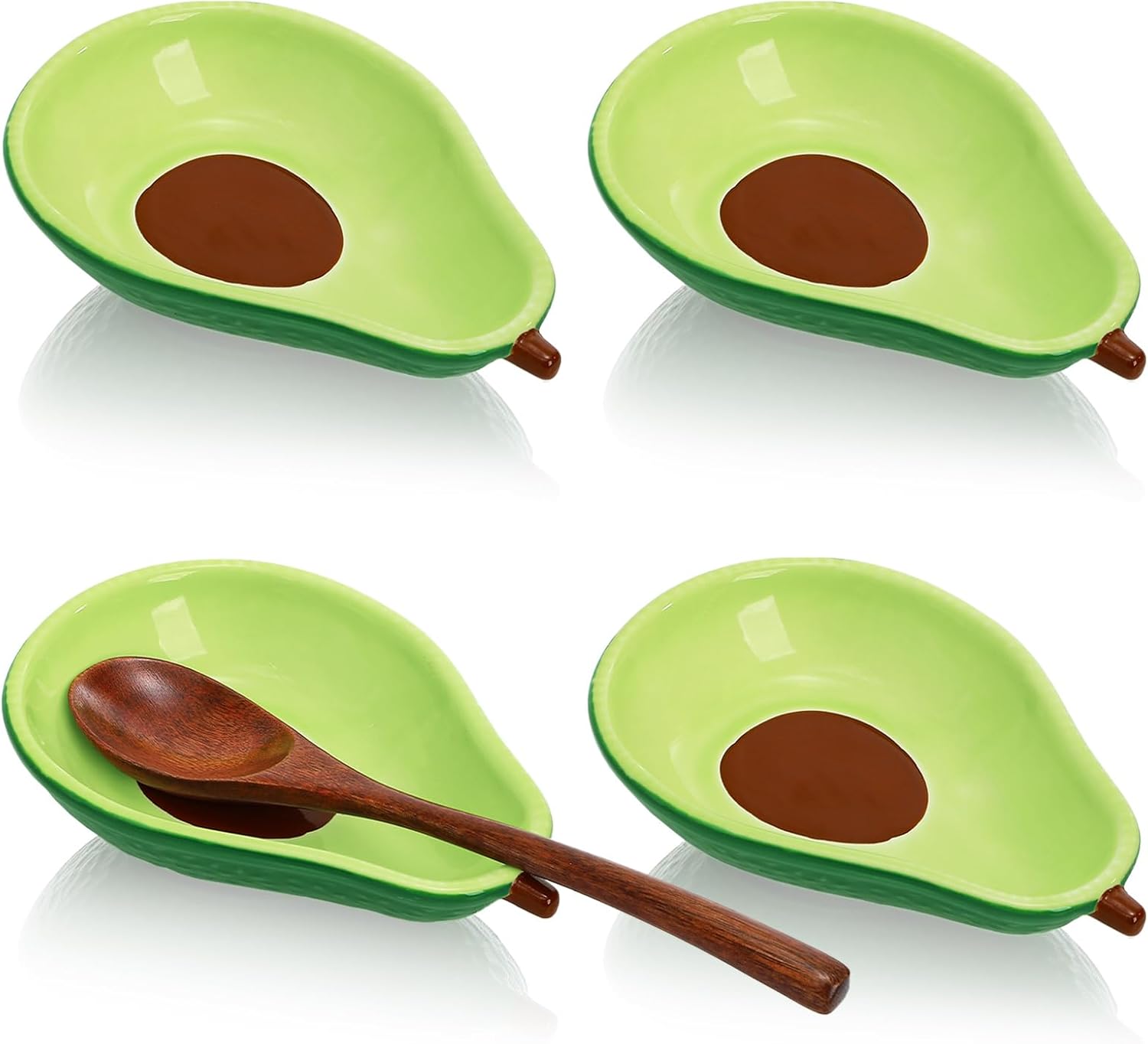 4 Pack Avocado Spoon Rest for Stove Top, 6.5 Inch Cute Ceramic Holder, Heat-Resistant Kitchen Counter Ladle Spoonrest, Large Cooking Utensil Dish Spatula — image 5
