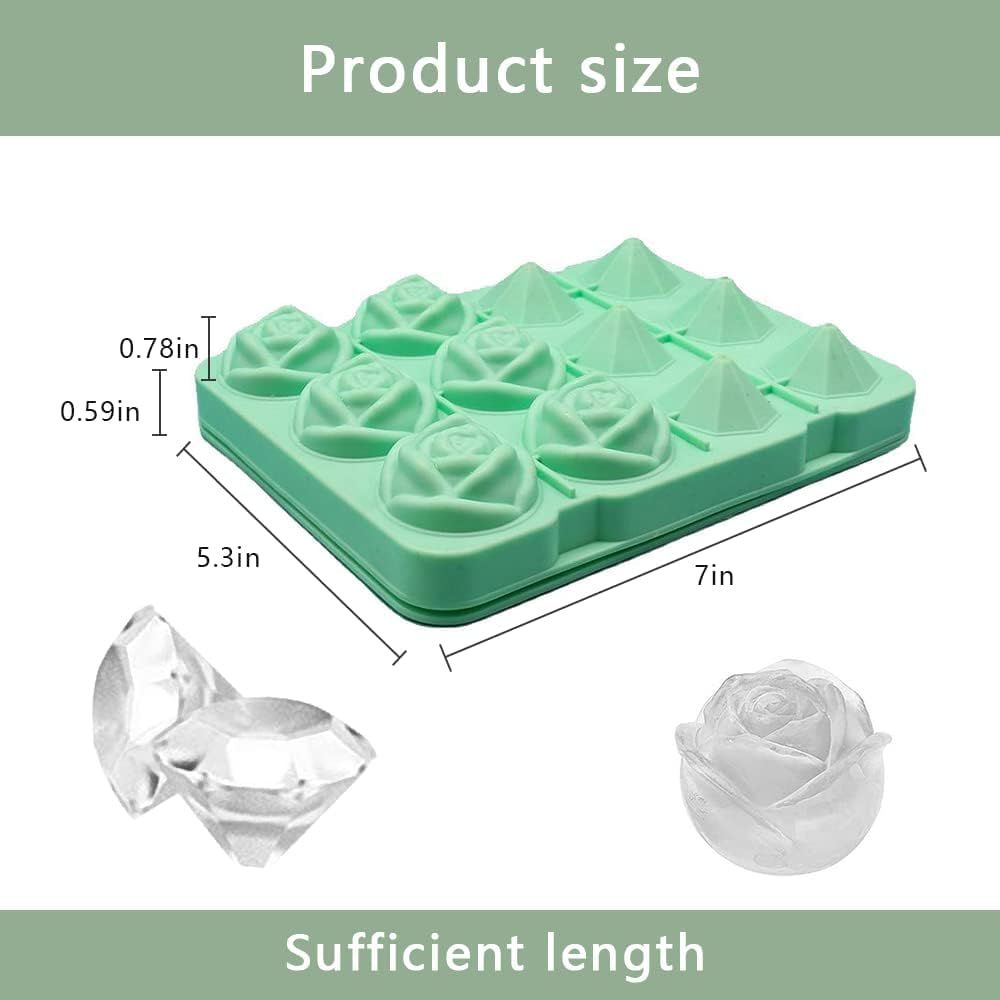 12 Cavity Small Diamond Rose Ice Cube Mold Silicone Rose Mold Ice Cube Tray Ice Ball Mold Ice Tray With Lid Candy Chocolate Cake โ image 2