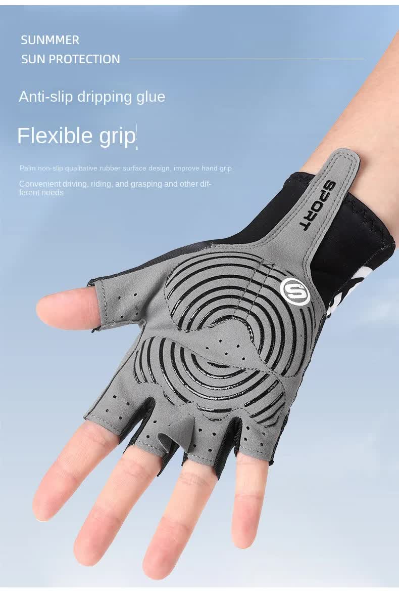 Size L Black Breathable Half-Finger Cycling Gloves - Anti-Slip, Shockproof, and Durable for Men & Women โ image 6