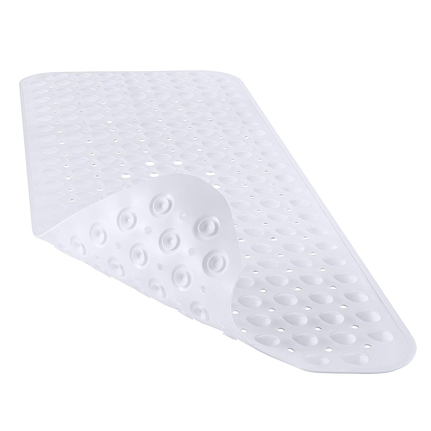 Bath Tub Mat Non Slip, 53*53cm Long Shower Mat, Machine Washable Bathmat with Drain Holes and Suction Cups, Soft on Feet, Bathroom Essentials, translucent
