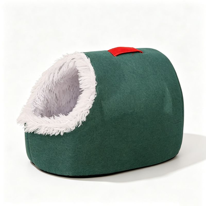 Winter thick and warm, portable plush pet nest,Medium-green