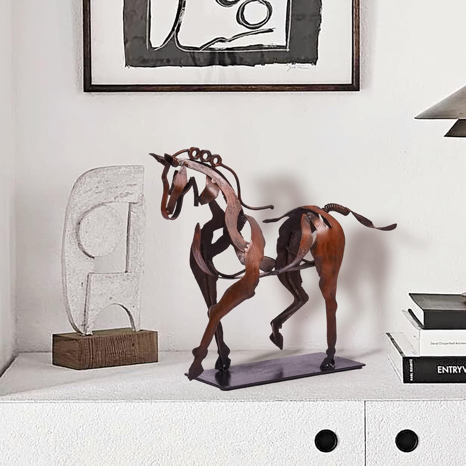Handmade Horse Statue - Unique Rustic Decor for Office & Home - Hand-Painted Metal Sculpture - Perfect Handicraft Gift (Brown) — image 2