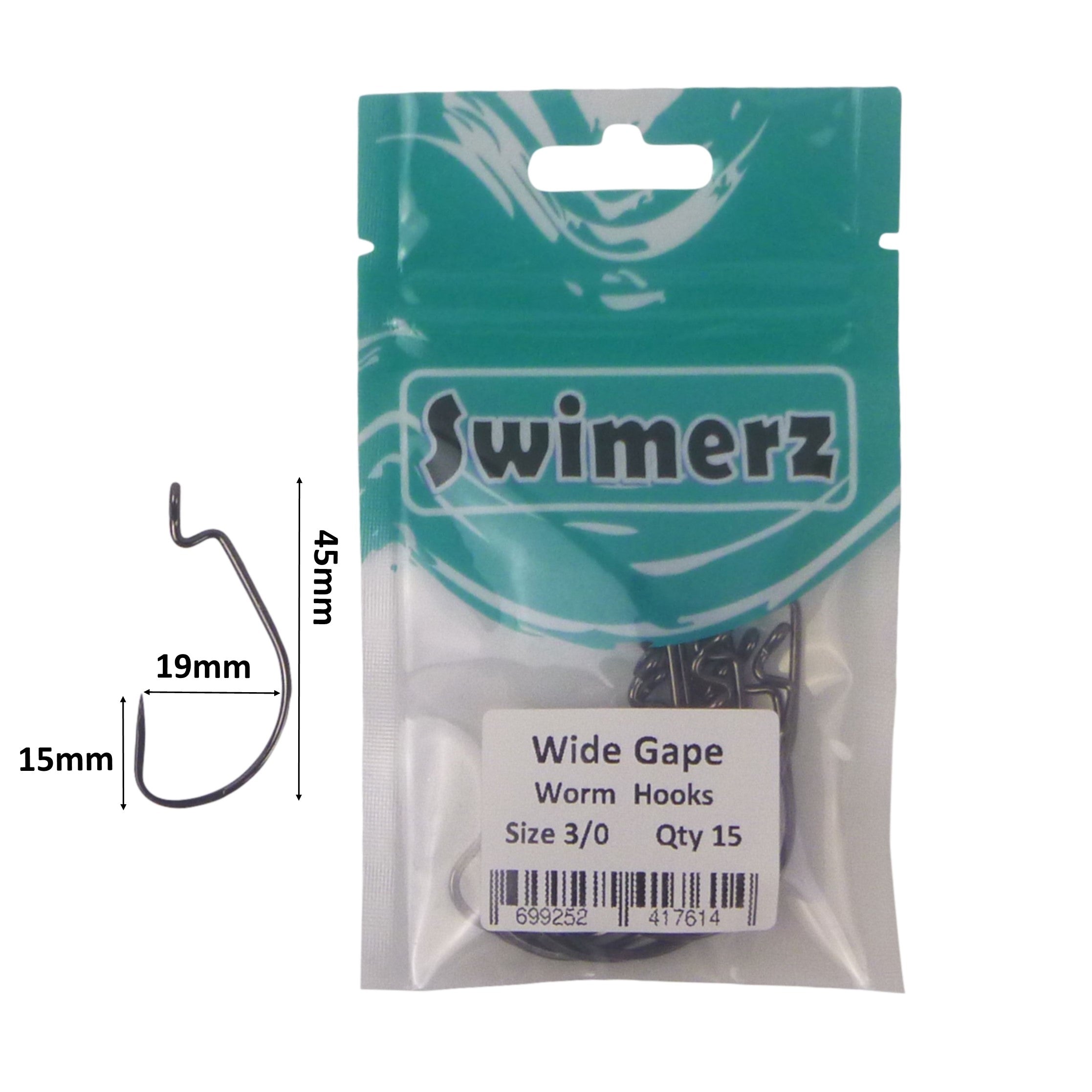 Swimerz 3/0 Wide Gape Worm Hook 15 Pack — image 3