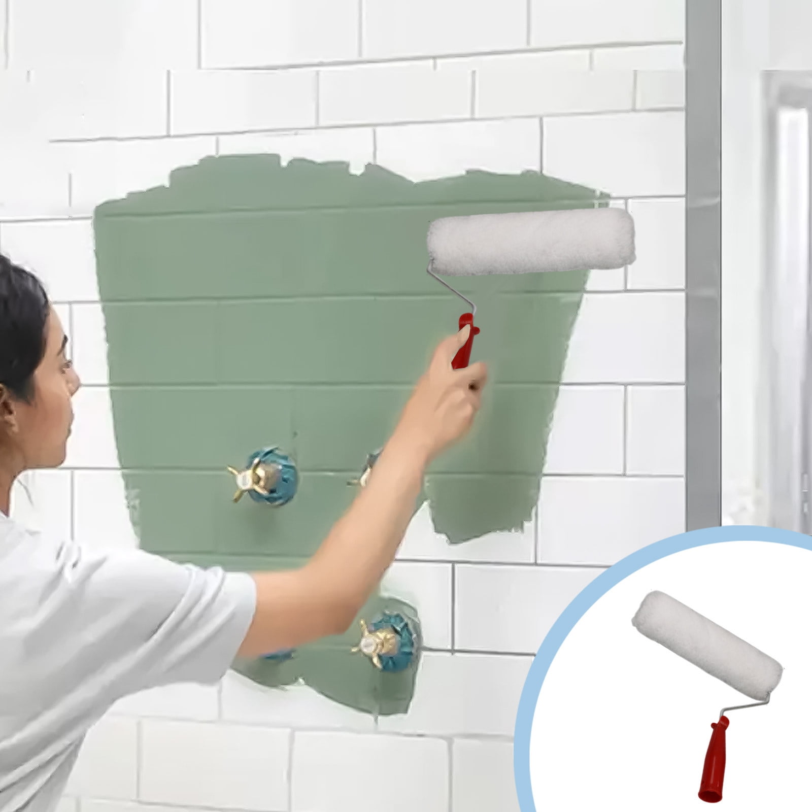 Paint Roller Set, Roller Brush with Tray for Walls Cabinets Furniture and DIY Painting, Reusable Tool, White โ image 3