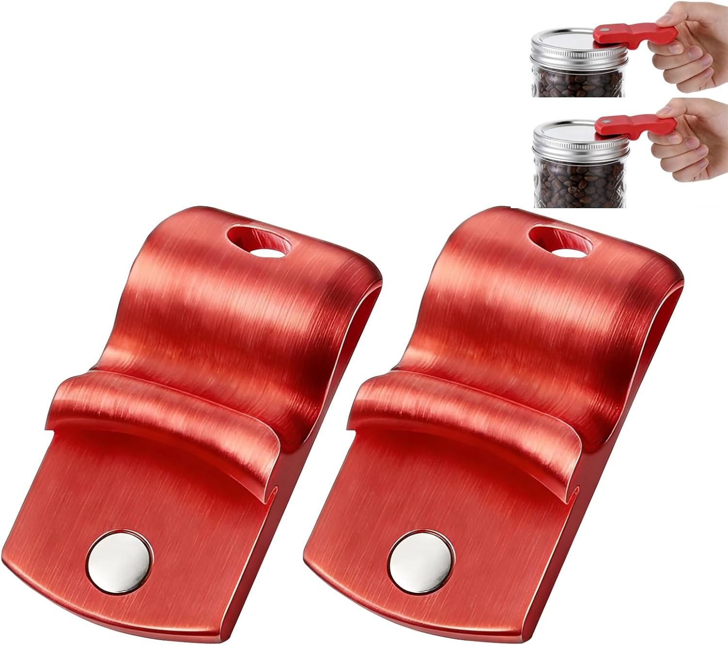 2pack Canning Jar Opener with Magnets, Mason Jar Opener For Canning Lids, for Regular and Wide Mouth Lids, Powerful Magnet for Easy Refrigerator Storage