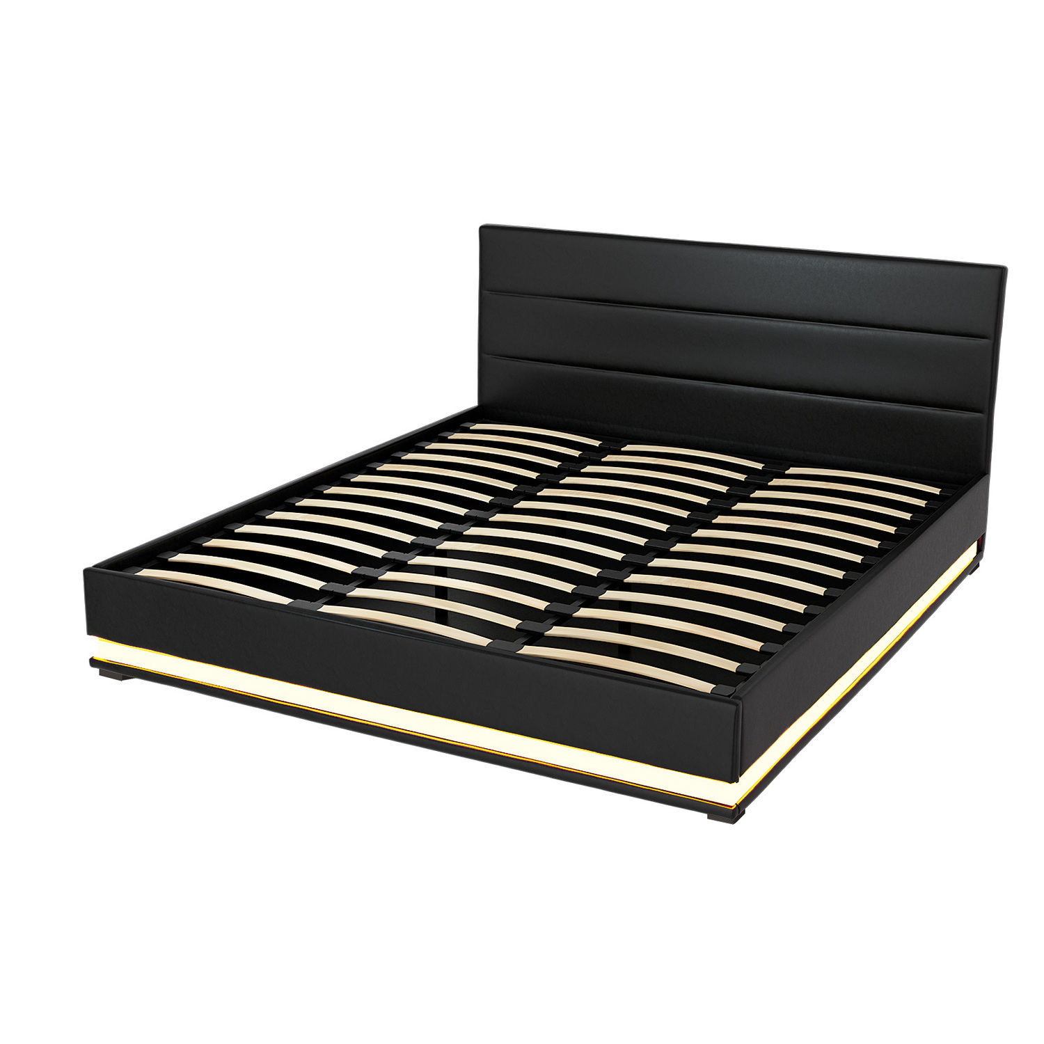 Artiss Bed Frame King Size LED Gas Lift Black LUMI — image 2