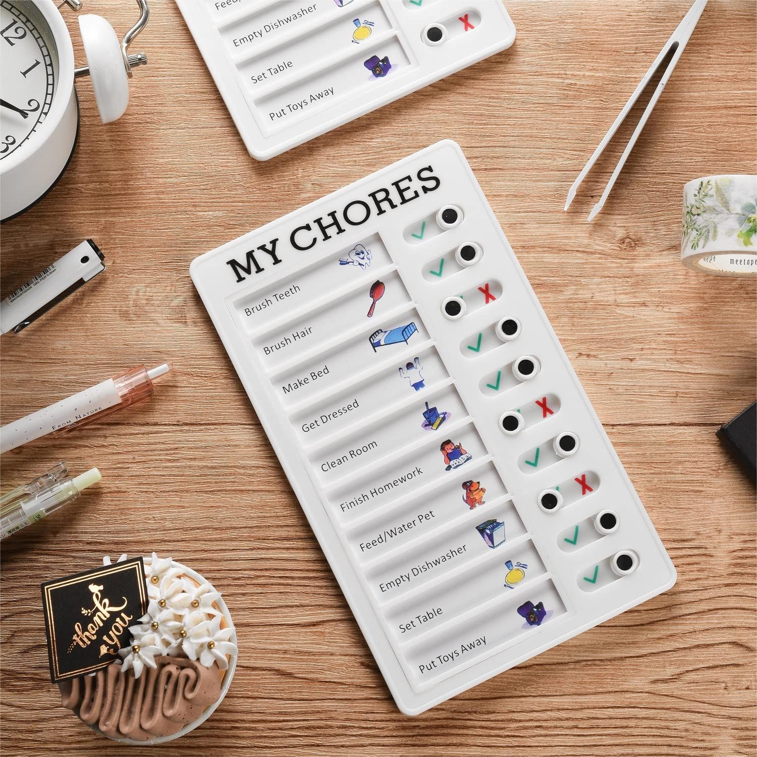 2 Pieces Chore Chart for Multiple Kids,Daily Chore Schedule for 2 Kids，Memo Checklist Plan Board Detachable Plastic — image 3
