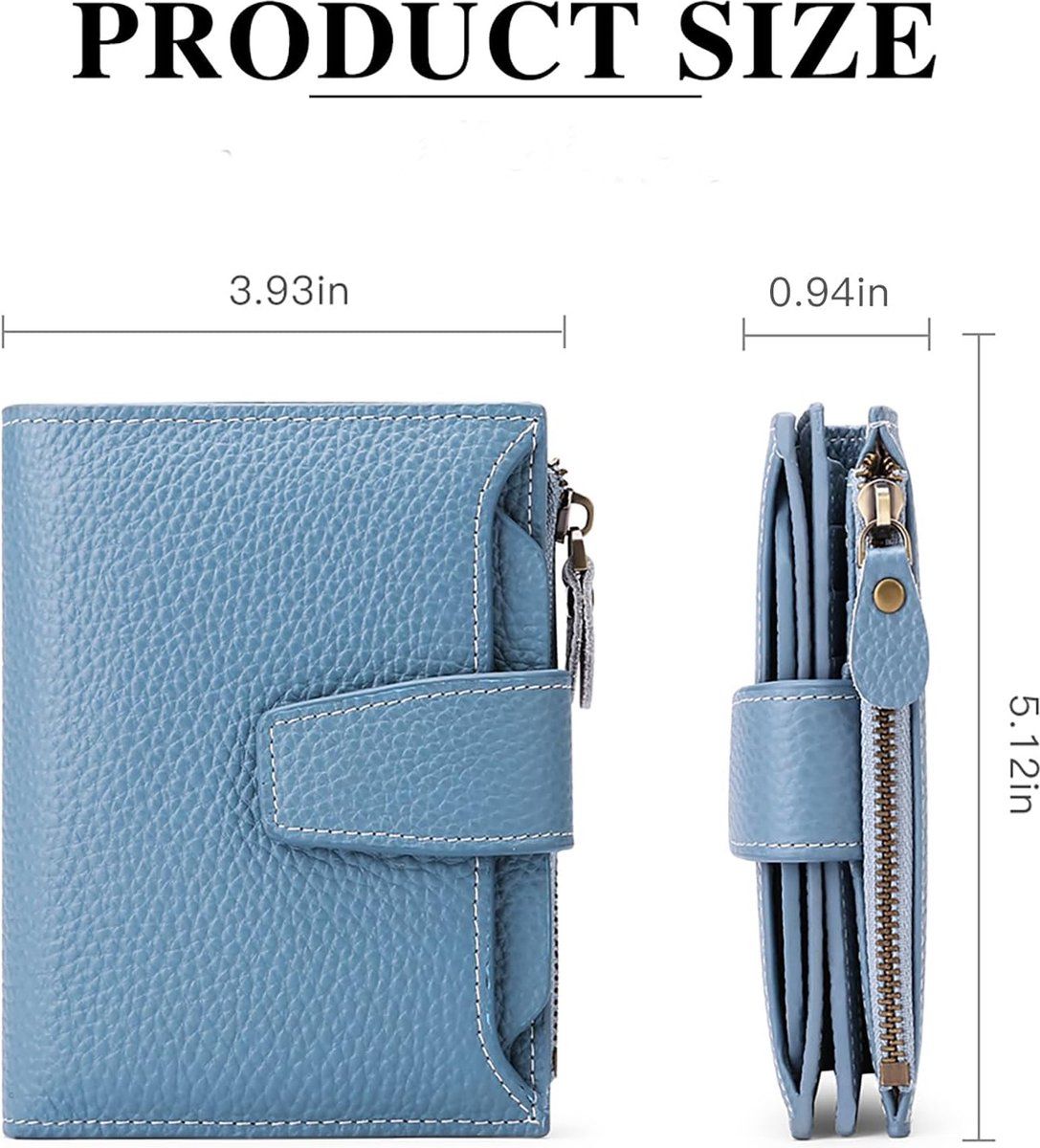 Ladies' Genuine Leather Wallet, Compact Size Card Holder, Blocking, Anti, Skim Protection Card Holder, Light Blue โ image 5
