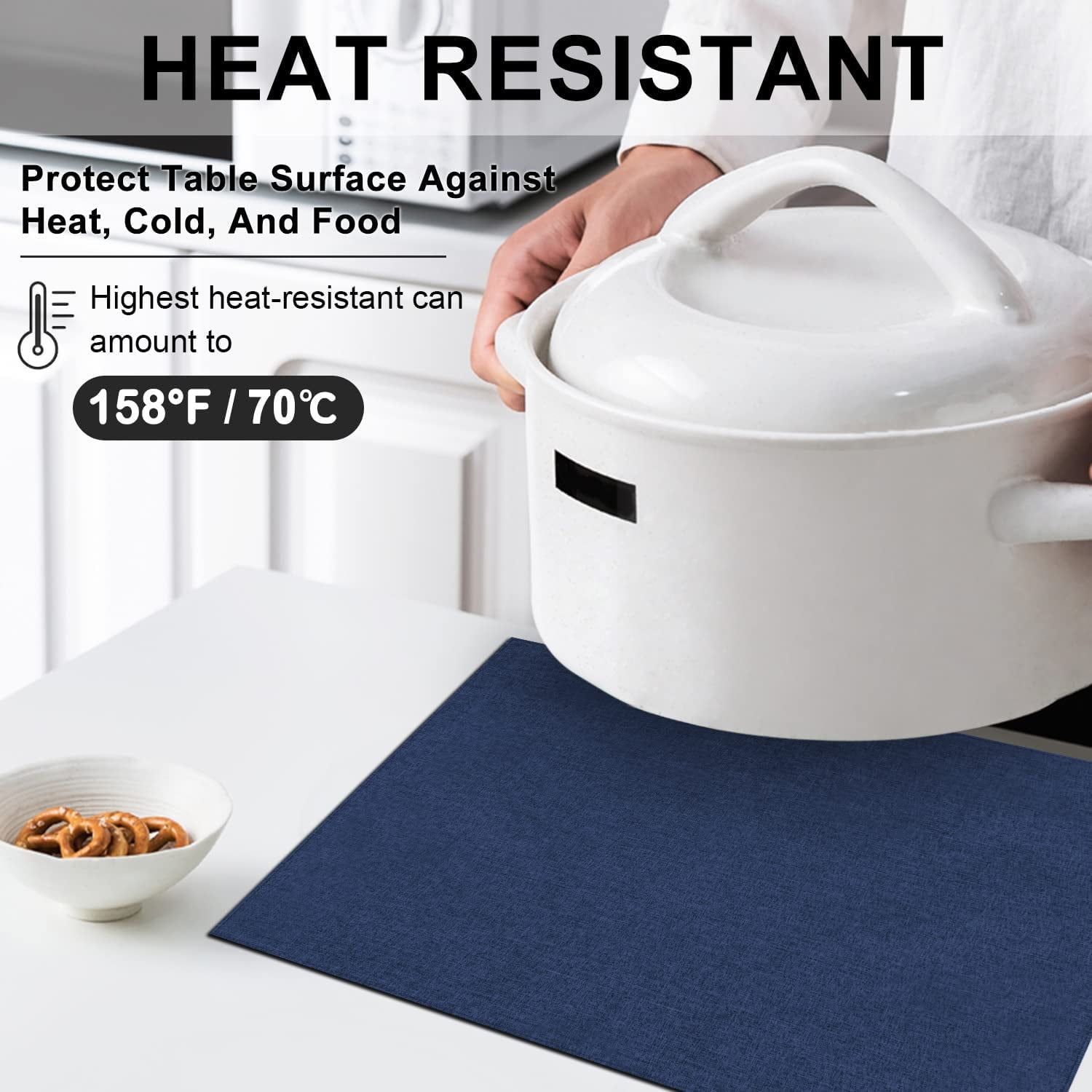 Cloth Placemats Set of 6, Cotton Linen Blend Machine Washable Durable Linen Table Mats, Heat Resistant Placemats Wrinkle Free Place Mats for Dining Table, Easy โ image 2