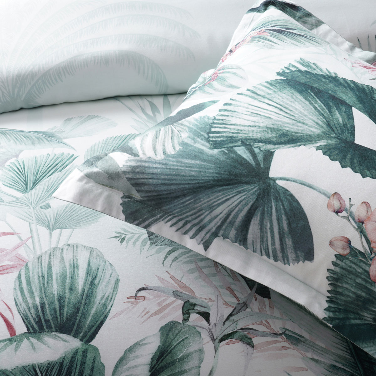 Bianca Abbey Green Cotton Sateen Tropical Floral Quilt Cover Set Queen — image 4