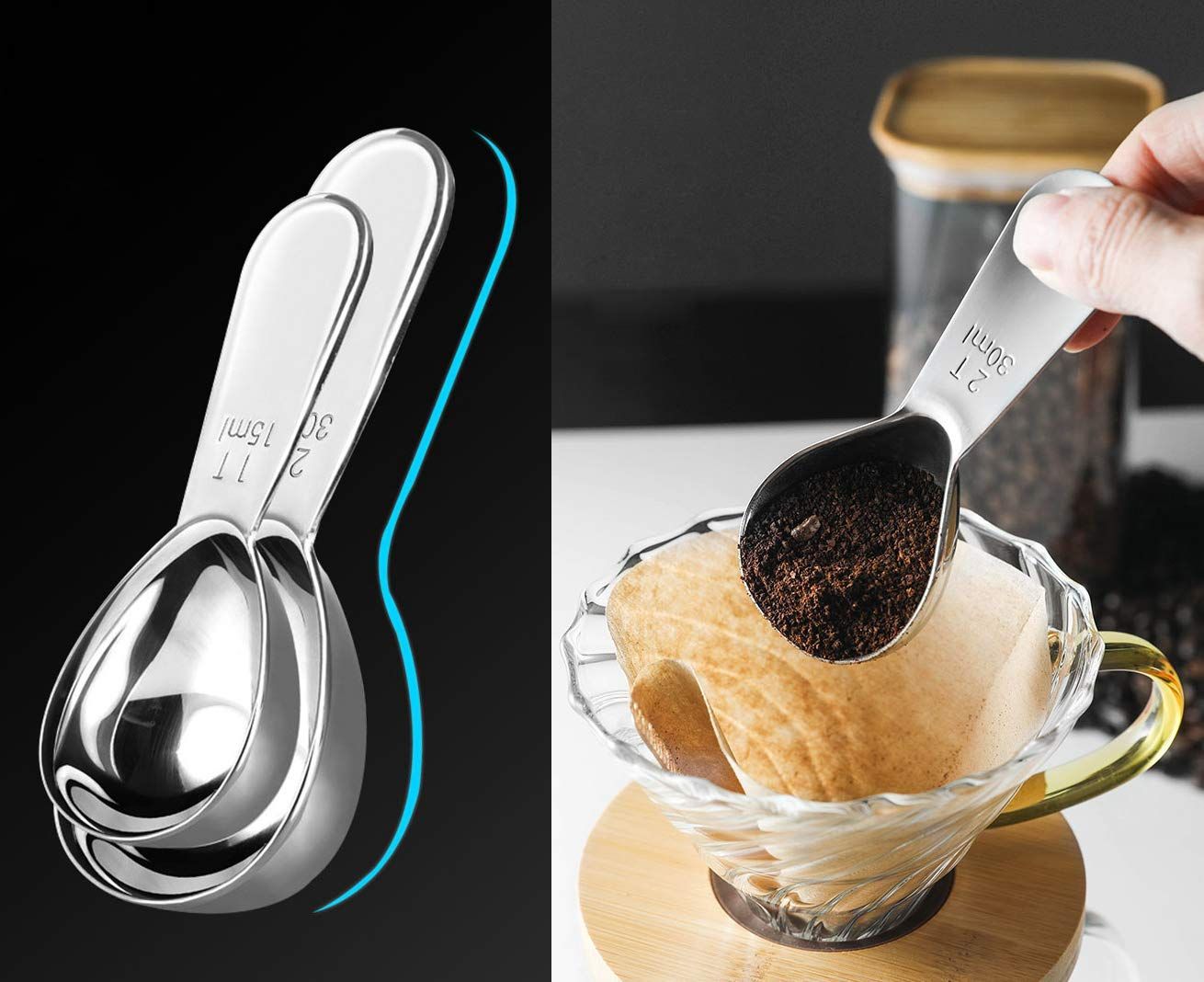 Coffee Scoop, Pack of 2 Stainless Steel Coffee Scoop (15ML and 30ML) Exact Measuring Spoon for Coffee, Flour, Sugar — image 5