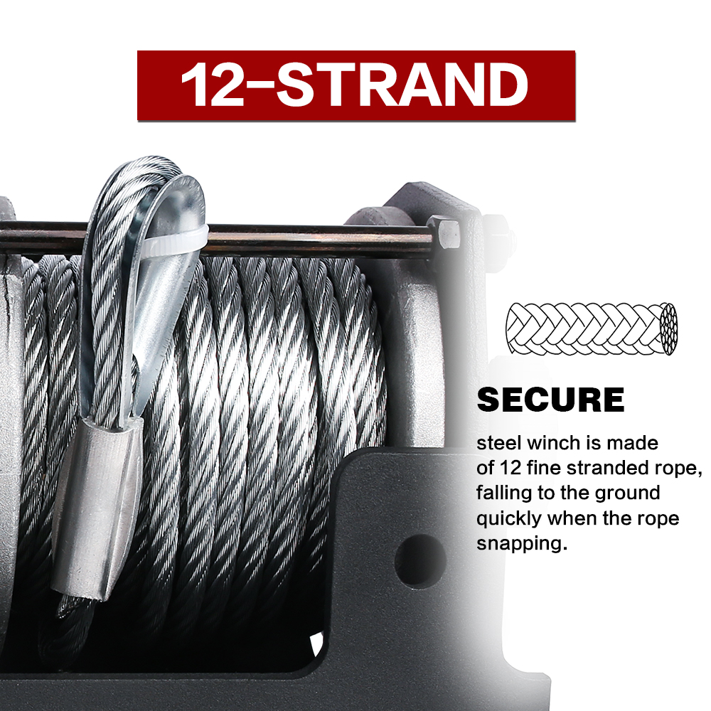 X-BULL Electric Winch 12V 3000LBS Steel Cable Wireless remote ATV UTV Boat Trailer โ image 5