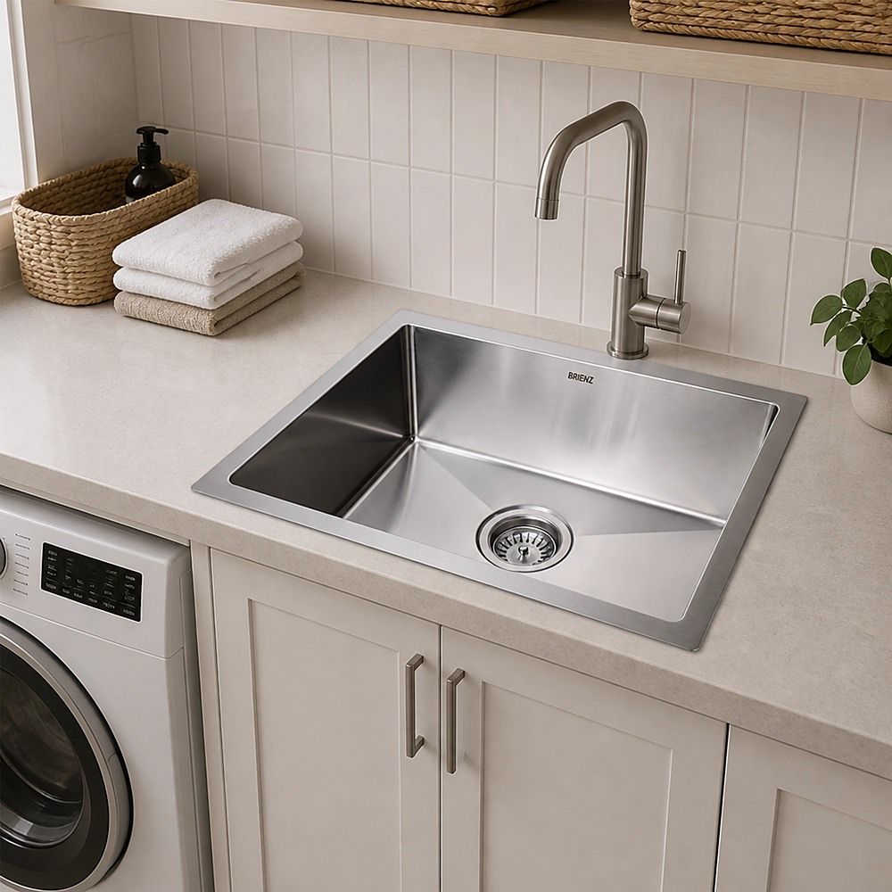 510 × 450mm Handmade 1.5mm 16 Gauge Stainless Steel Kitchen Laundry Sink with Waste — image 3