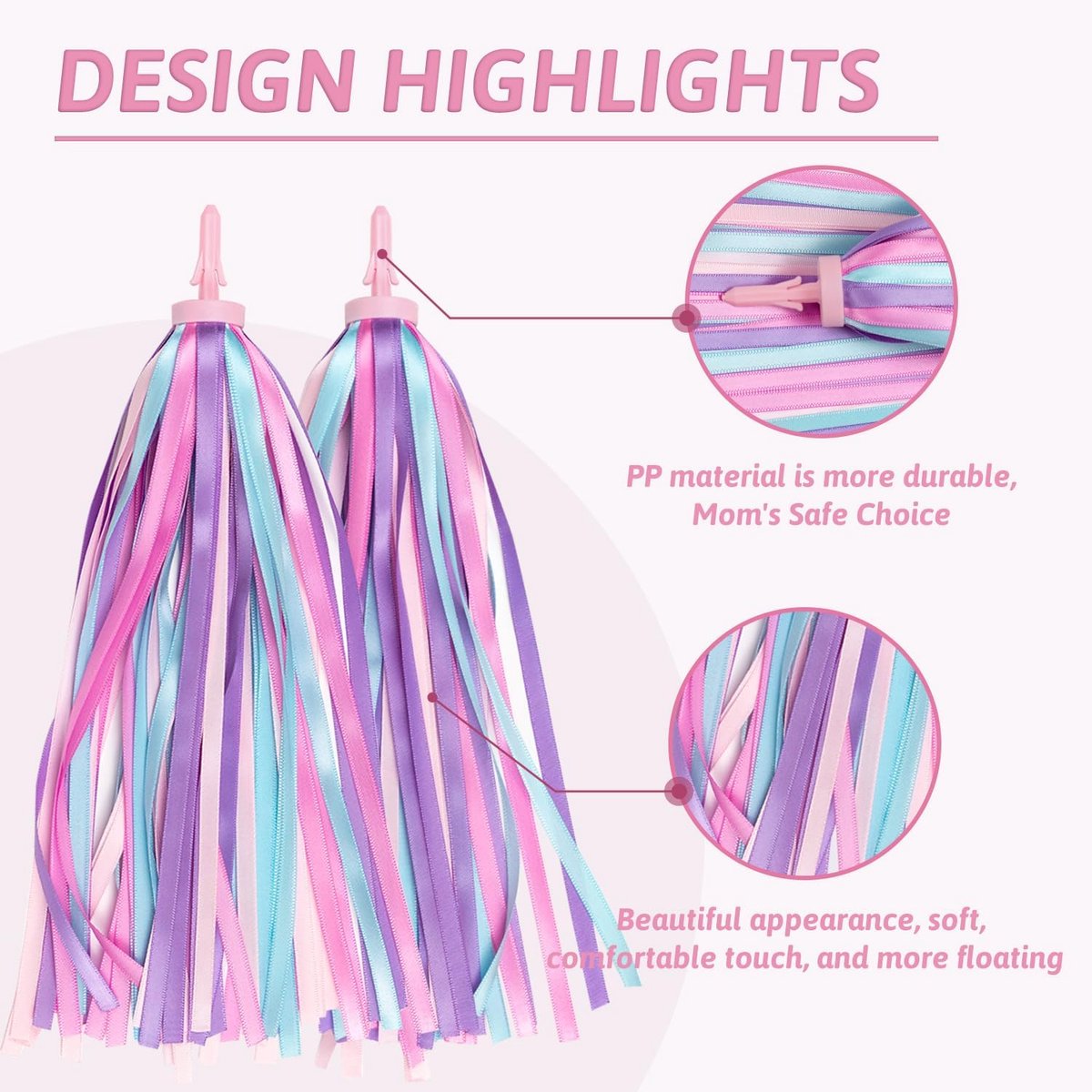 1 Pair - Bicycle Streamers - Bicycle Tassels for Children - Kids' Bicycle Accessories - Scooter, Bicycle, Tricycle Handlebar Streamers - Handlebar Grips — image 2