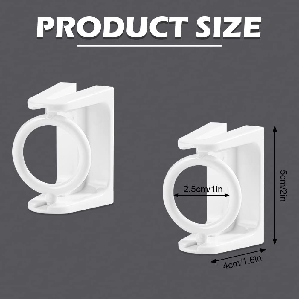 8pcs 360° Rotating Ring Curtain Rod Brackets No Drilling, Unlimited Installation Angle, Self Adhesive Tension Rod Curtain, White — image 2