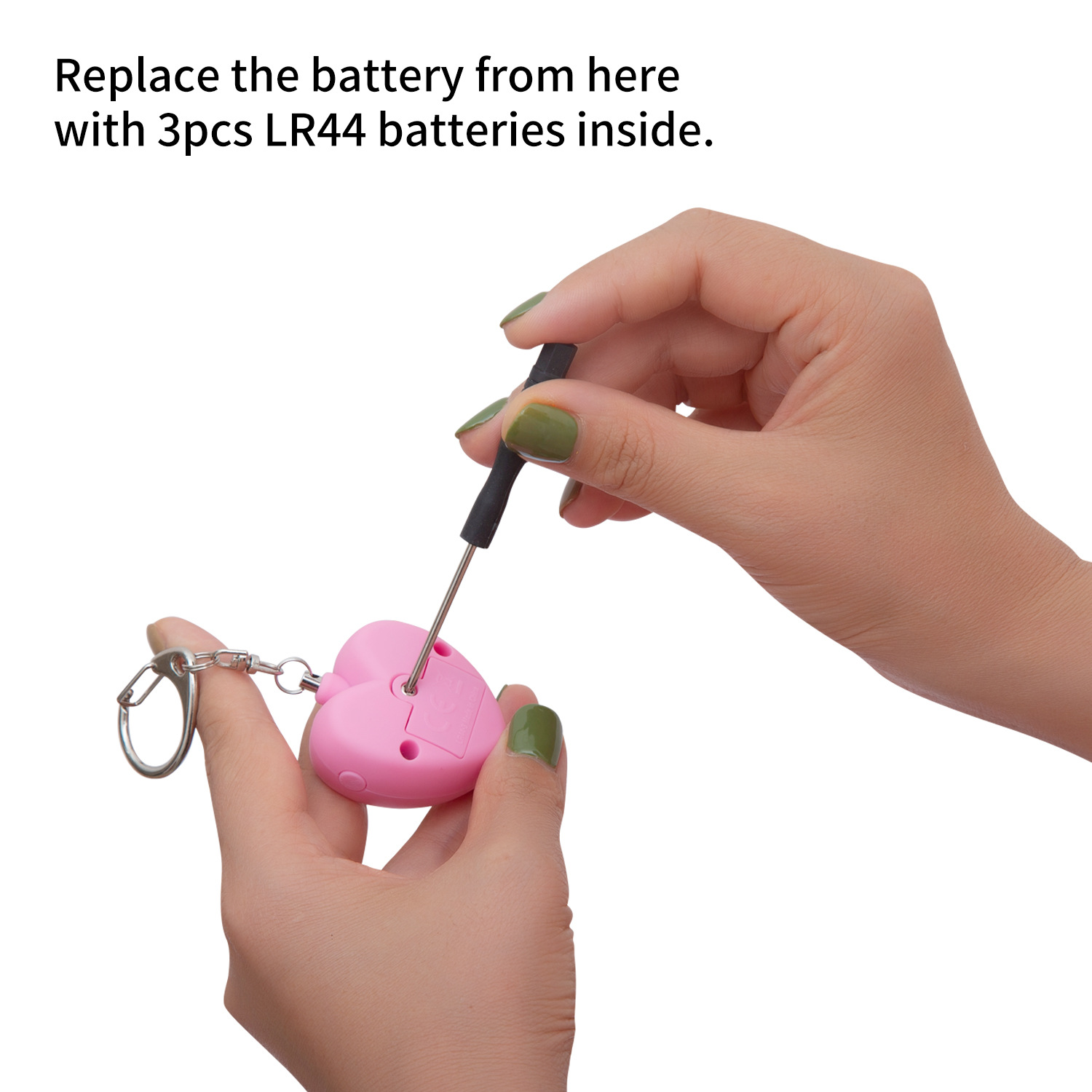 Personal alarm - 125dB - Heart-shaped - Protection device - with light - Keychain - for girls, women, children, the elderly, walking, traveling, parking, at — image 4