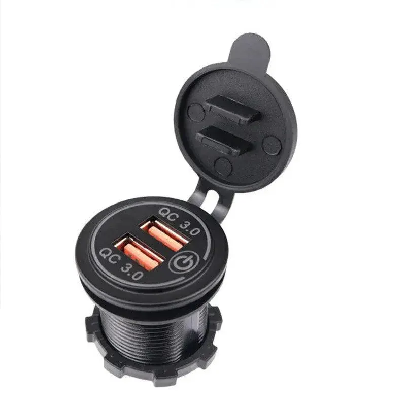 1× Dual USB Car Charger QC 3.0 Quick Charge 12V-24V Power Outlet - Blue — image 3