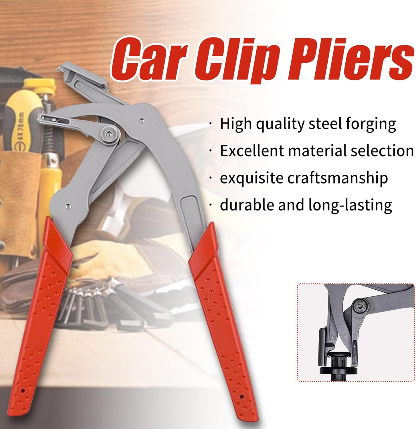 Car Clip Pliers, Efficient Multi-Functional Automotive Snap Pliers, Auto Trim Removal Tool, Spring-Loaded Fastener Rivet Remover for Door Panels, Trim Clips â image 4