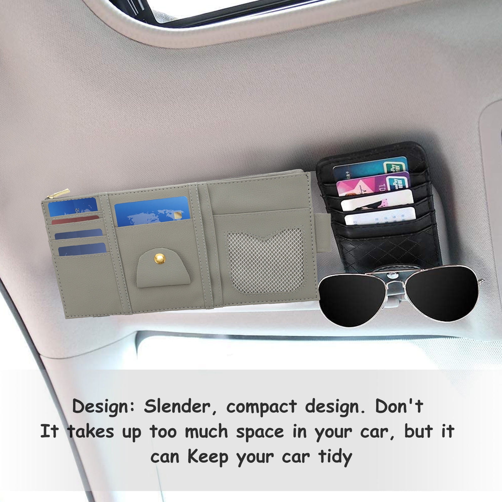 Worgeous ID Storage Bag Visor Organizer Sun Automotive Car Pocket Grey โ image 6