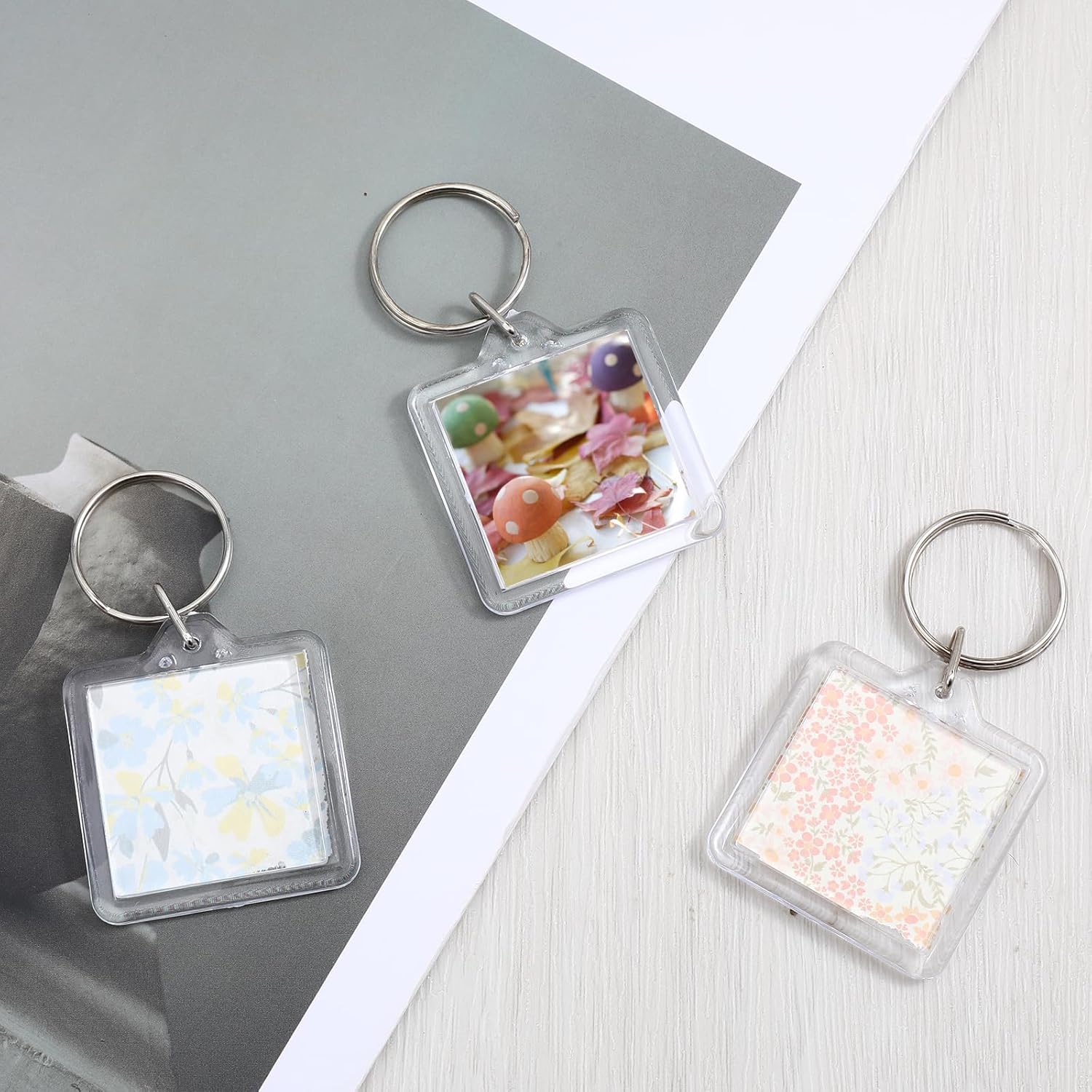 10PCS Acrylic Photo Keychain Blanks,Clear Blank Keychains Picture Frame Keychain Holder DIY Set for Bags Car Purses — image 2