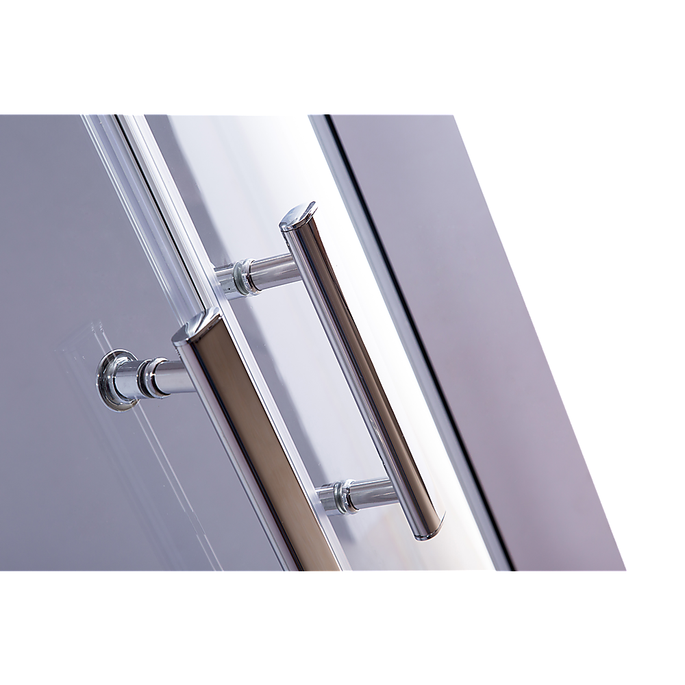 100 x 100cm Chrome Rounded Sliding 6mm Curved Shower Screen with Black Base โ image 4