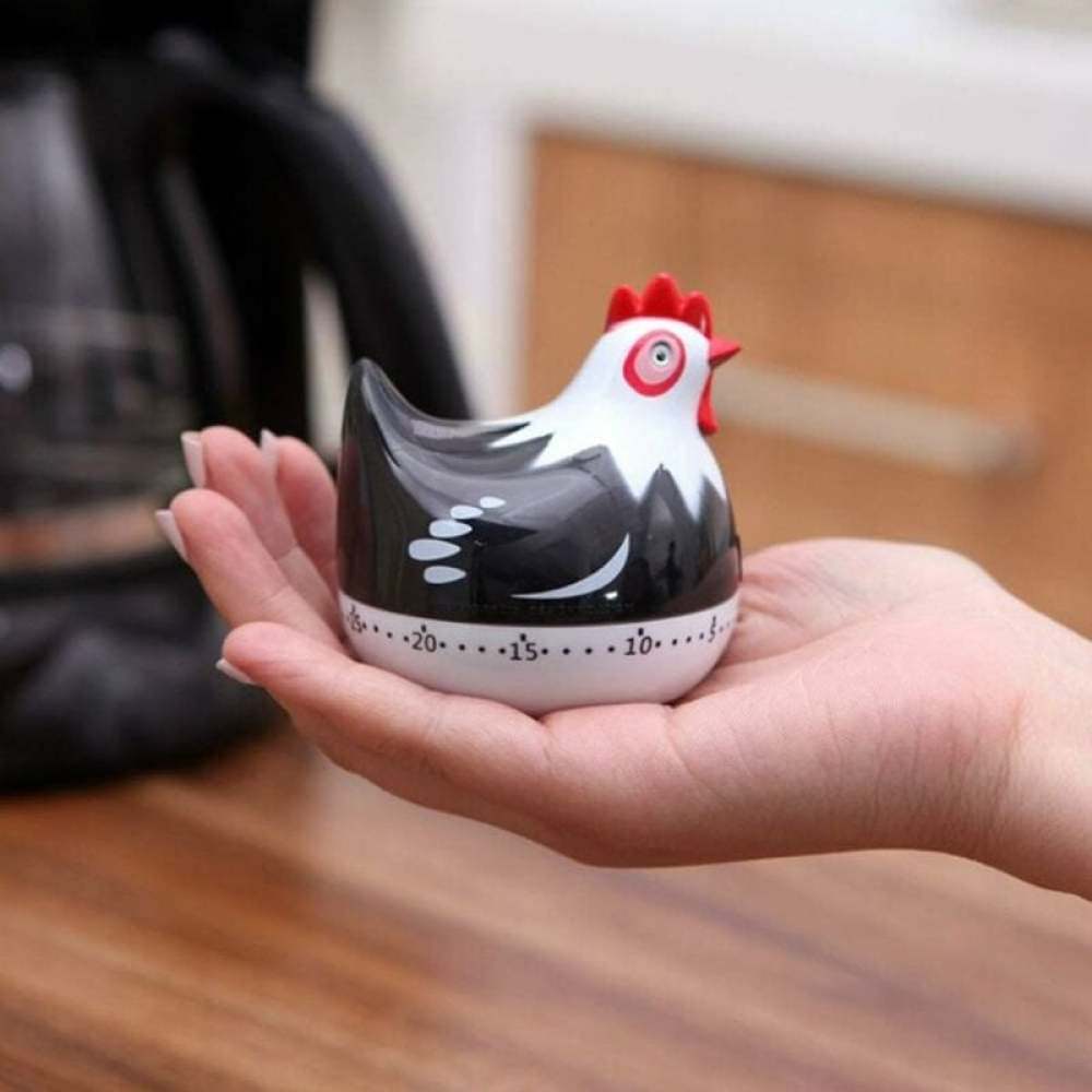 Manual Timer Chicken Design, Loud Kitchen Clock for Cooking Baking Dishwashing Durable ABS Material No Batteries Required (Black) โ image 5