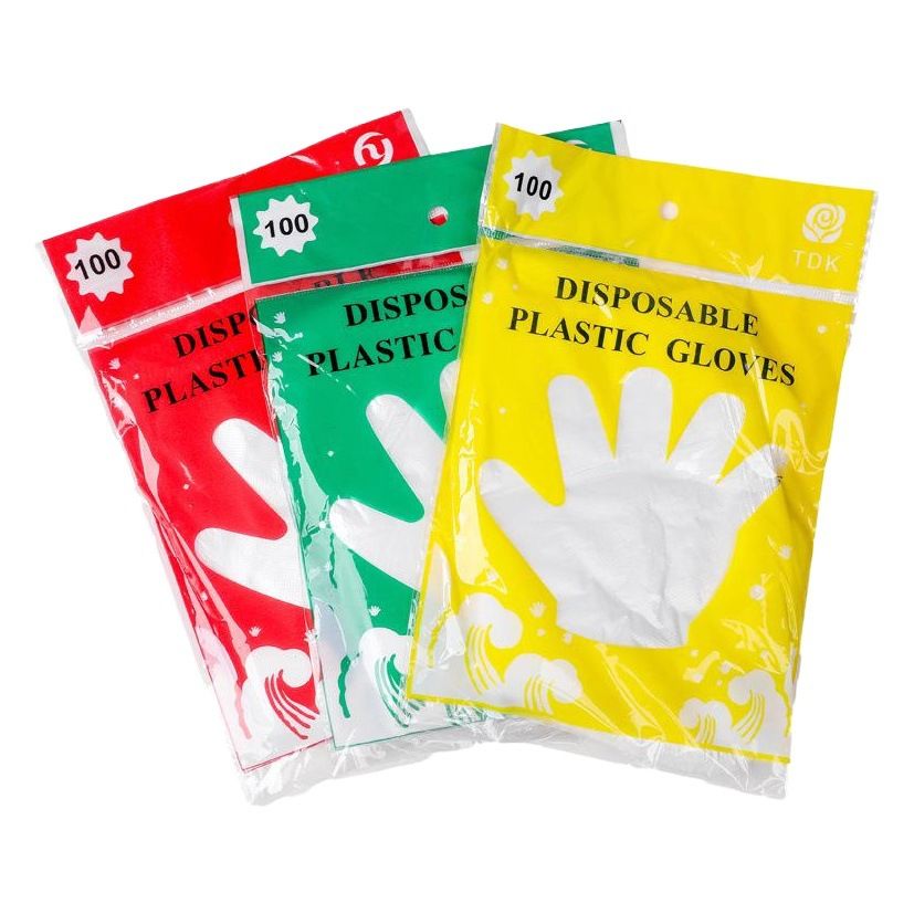 Disposable PE Gloves Food Grade 50 Count M English bag -50