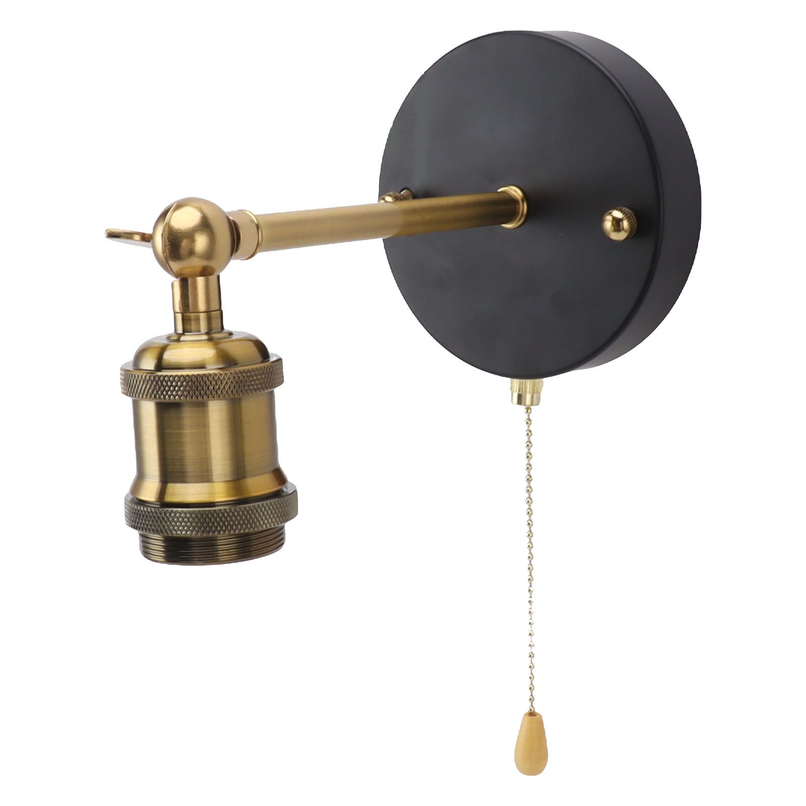 Retro Wall Sconce E27 E26 Iron Adjustable Vintage Wall Mounted Lamp Lighting Fixture Set with Switch for Bedroom Living Room Bar 85‑265V Gold — image 4
