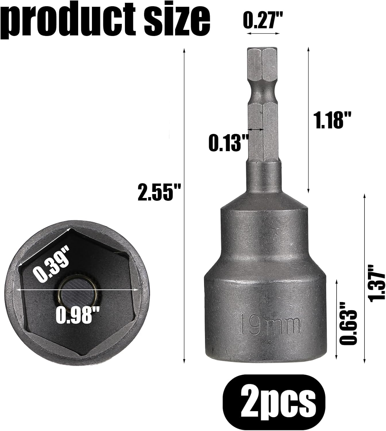 2 Pack RV Scissor Jack Socket, Camper Travel Trailer Jack Drill Adapter, 19mm Hex Drive, 1/4 Inch Hex Shank โ image 2