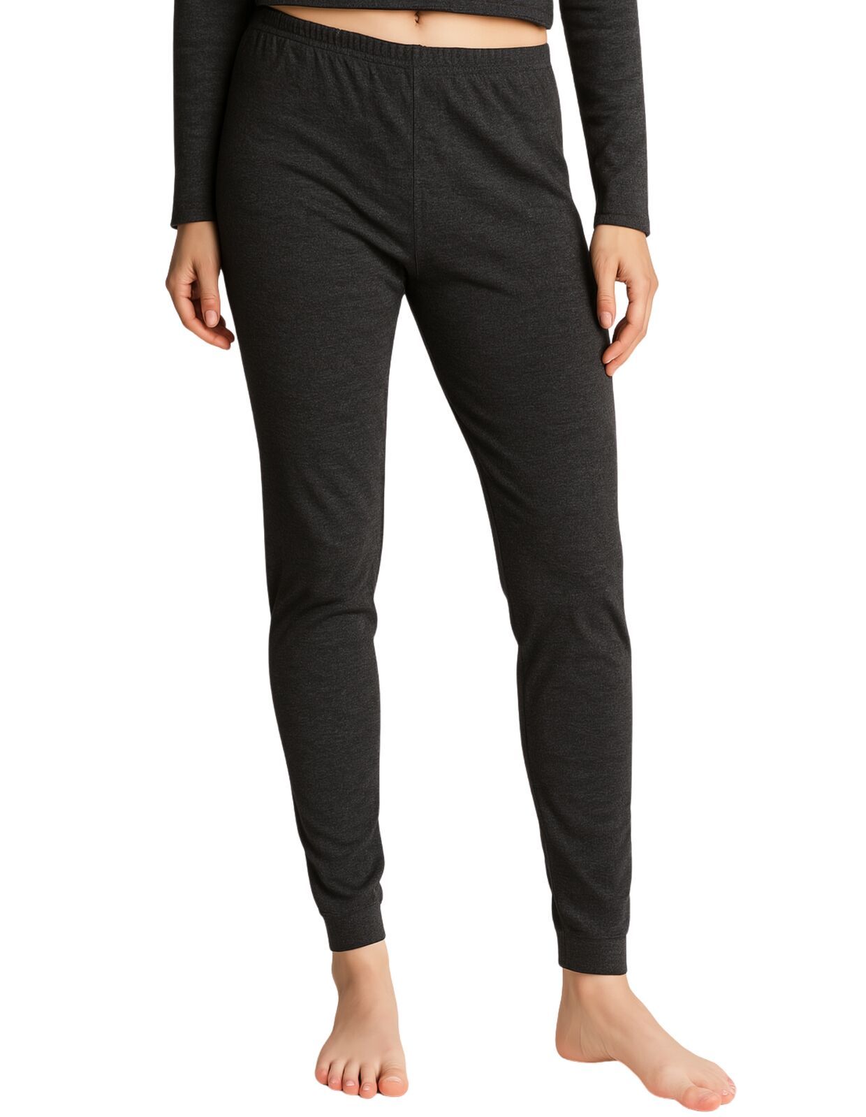 Womens Merino Wool Blend Long Janes Thermal Underwear Layer Thermals Leggings Pants - Black — image 2