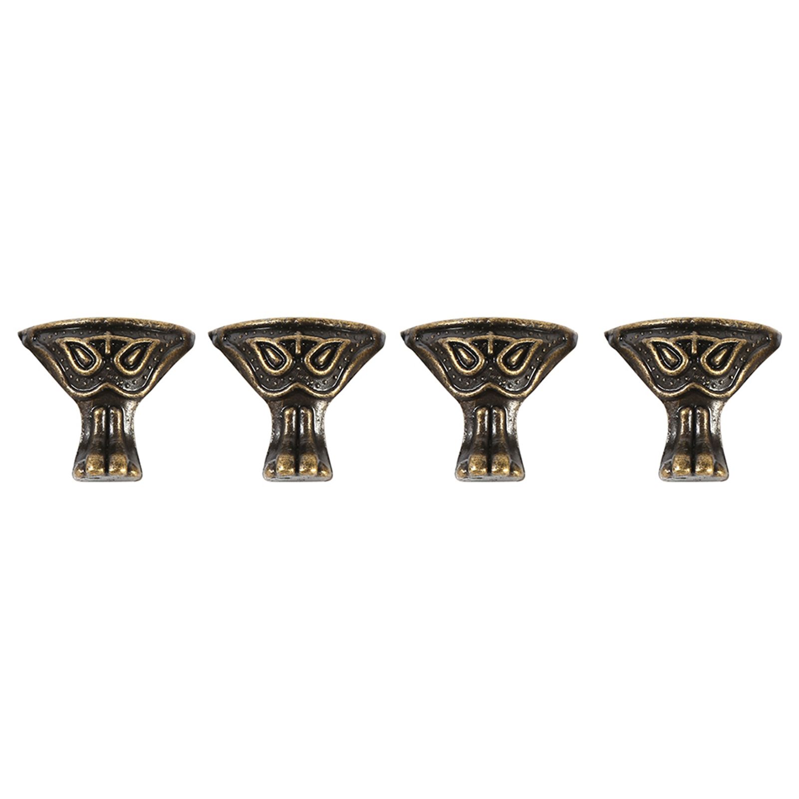 4Pcs Antique Brass Jewelry Gift Box Wood Case Decorative Feet Legs Corner Protector Vintage — image 3