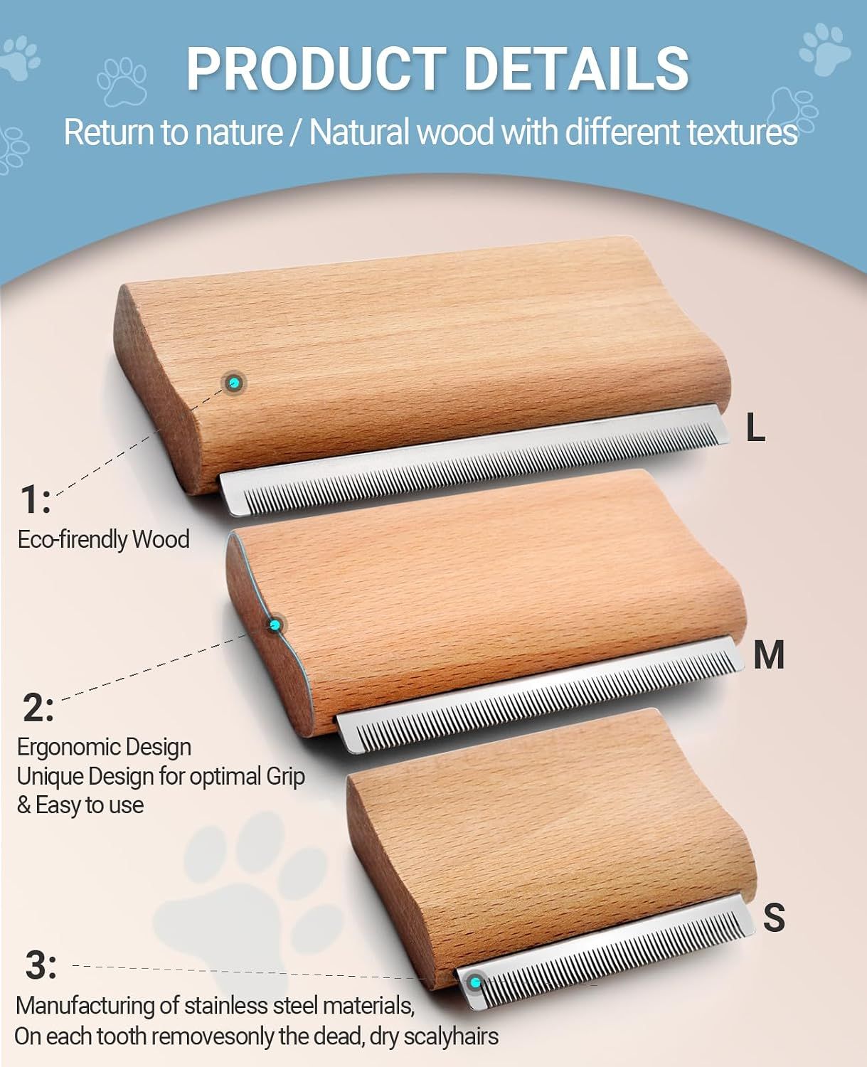 Trywise Dog and Cat Brush Wooden Handle, Size M โ image 6