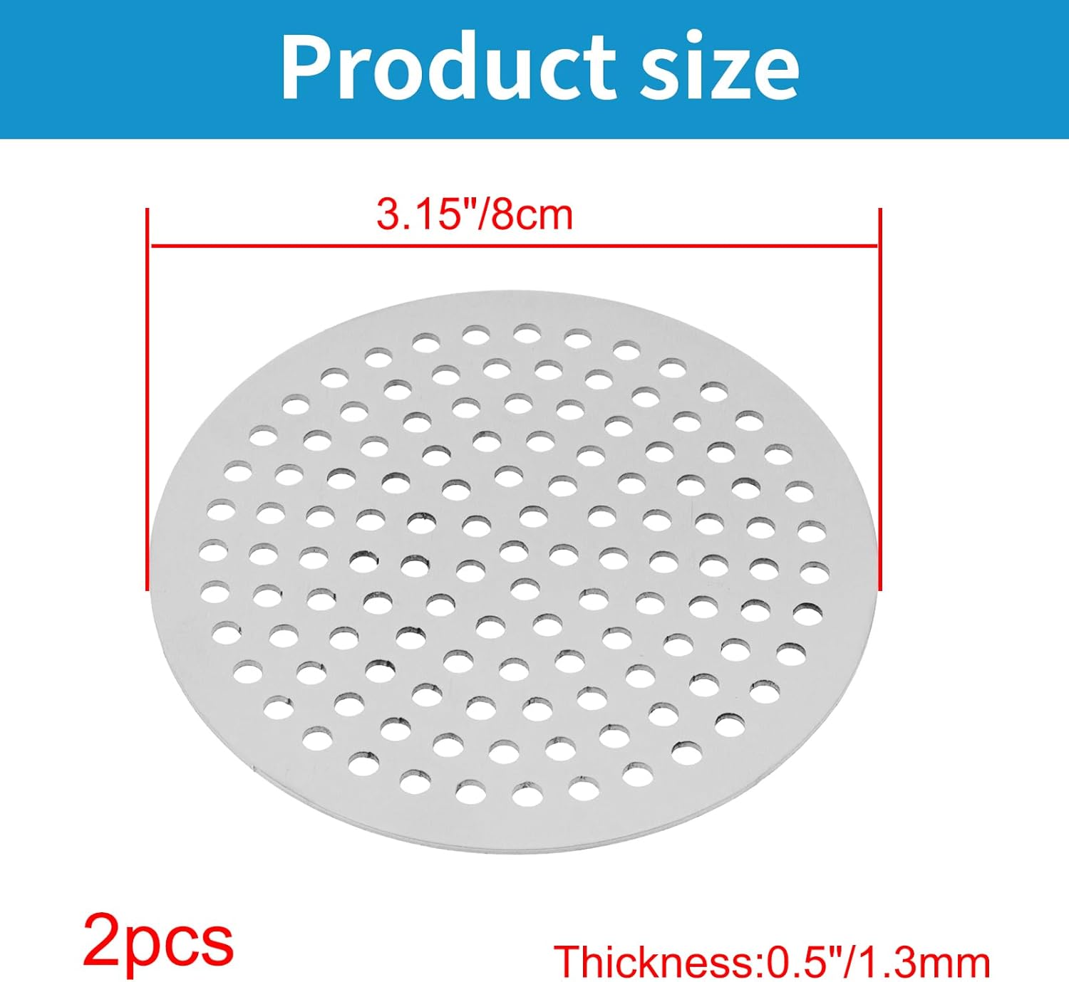Round Drain Cover Grates 3.15"/8cm Dia Drain, 304 Stainless Steel Drainage Grate Cover Round Replacement Floor Drain Strainer for Shower, Bathroom Floor — image 2