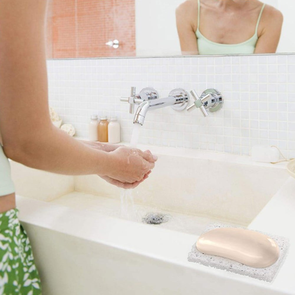 5PCS Shower Soap Bar Saver Lift Holder Dish Sponge Rack Tray Fast Dry Non-Slip white — image 6
