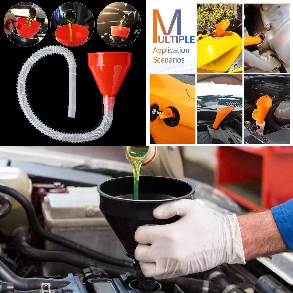 12 Piece Flexible Funnel Set with Filter for Car and Kitchen โ image 3