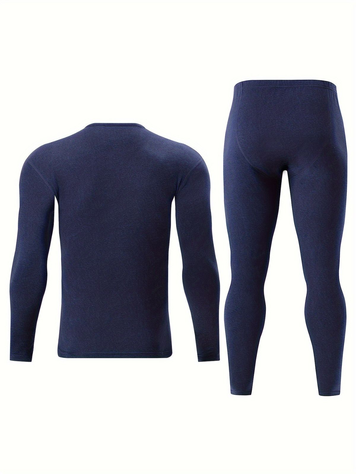 Men's Thermal Underwear Set 2-Piece Long Sleeve Top & High-Waist Pants - Beige - Size S(AU S/EU46) โ image 4