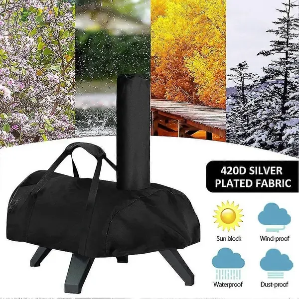 1 Piece 420D Pizza Oven Cover for Karu 12, Waterproof Dustproof UV-Resistant Outdoor Cover with Carry Handle for Patio Storage, Black — image 2