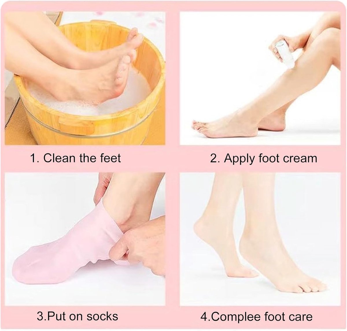 Silicone Socks - 1 Pair Foot Covers + 1 Pair Hand Masks - Foot Glove Set - Silicone - Soft - Hand and Foot Coverings - Moisturizing Socks - Moisturizing — image 2