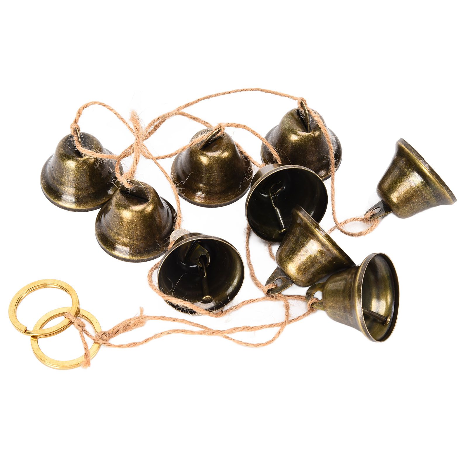 Hanging Bells String Handicrafts Decorative String of 9 Iron Vintage Christmas Bells for Home Office Wall — image 2