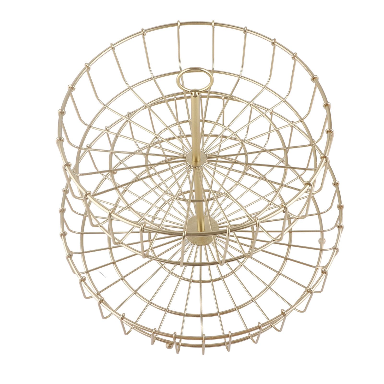 2 Tier Fruit Basket Iron Round Golden Nordic Household Snack Storage Tray for Party Desktop Kitchen โ image 3
