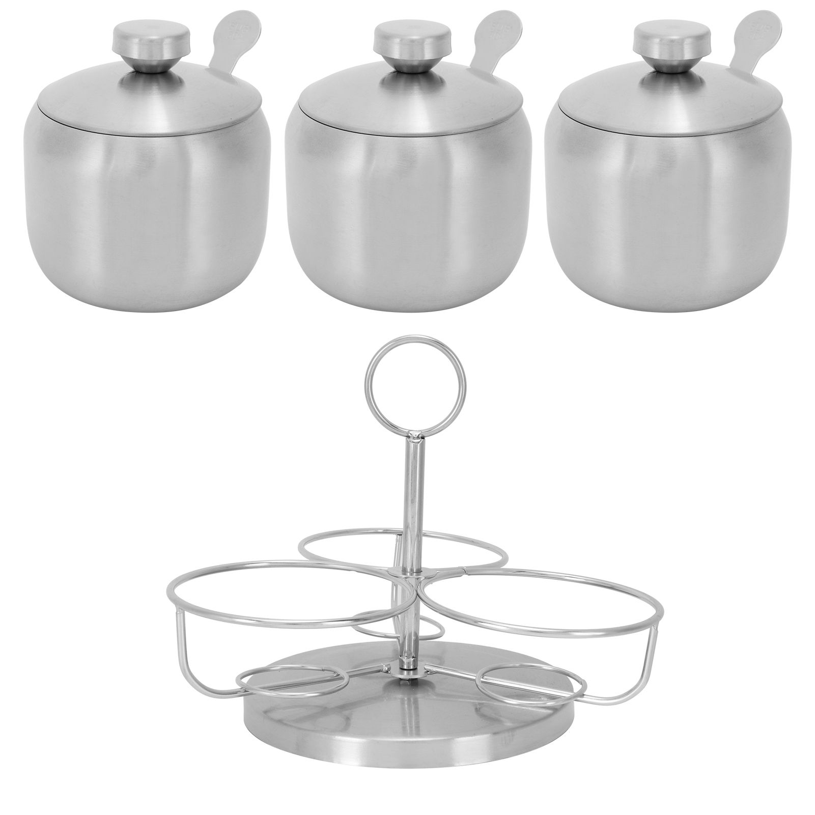 Seasoning Pot Set Innovative Rotating Condiment Spice Salt Sugar Jar Container with Lid Spoon — image 5