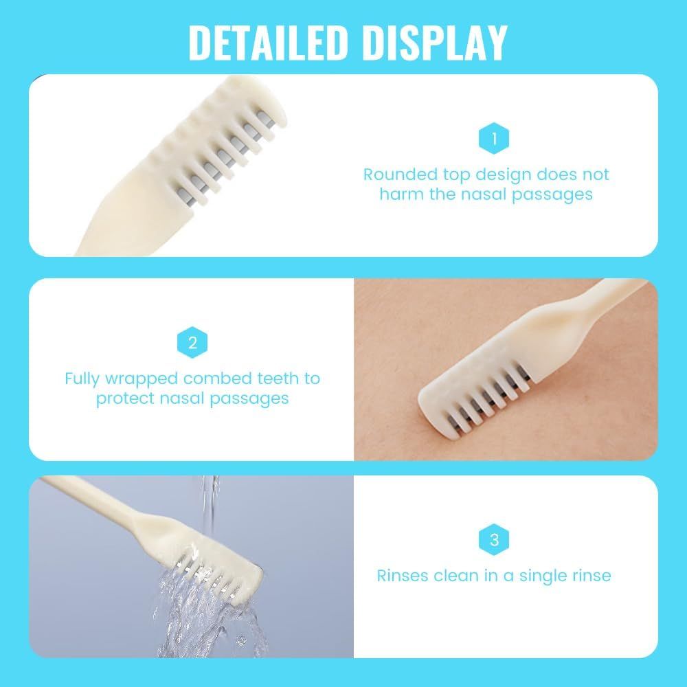 Nasal Hair Cutter, 2024 New Double Sided Nose Hair Knife Manual Nose Trimmer, 360 Rotating Nasal Razor Cutter with Ear Picker for Women and Men (Pink 3Pcs) — image 3
