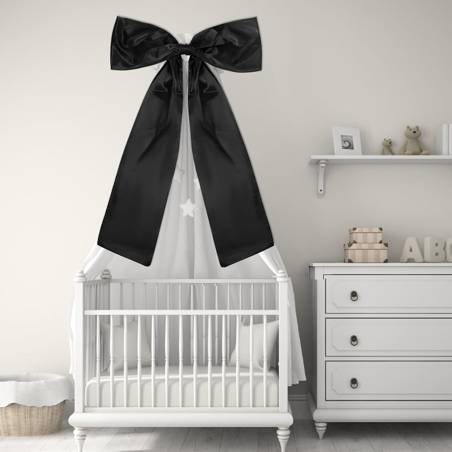 Large Big Bow Decoration, Giant Bow Supplies for Party, Themed Party Decor, Large Satin Backdrop Supplies Suitable for Bedroom Baby Shower, Black โ image 5