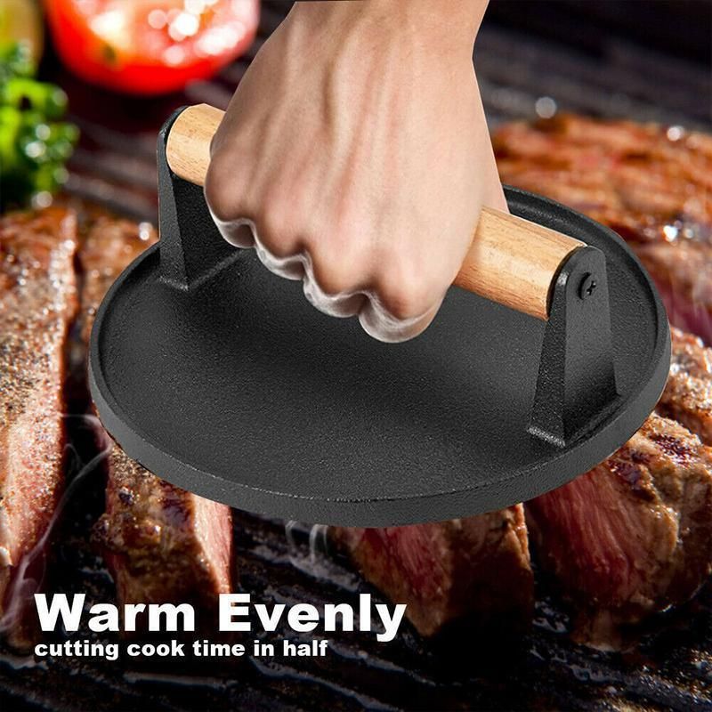 Cast Iron Burger Press Making Hamburger Steak Meat Smasher Utensils Grill BBQ — image 6