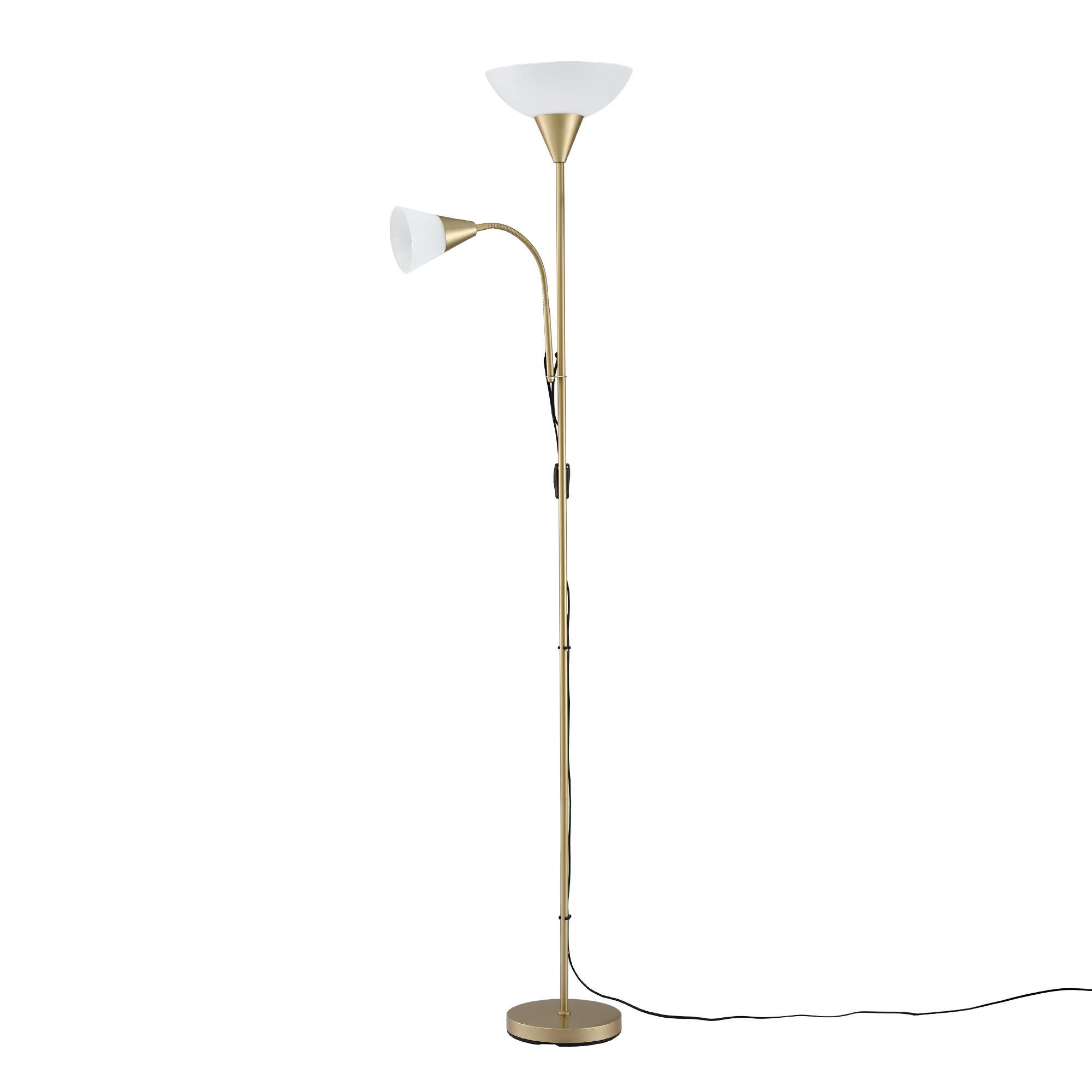 Artiss Gold Floor Lamp with Reading Light | Mother and Child Standing Lamp with 360 Flexible Gooseneck, Individual Switch & Plate Shade, E27 & E14 Bulb (Not — image 3